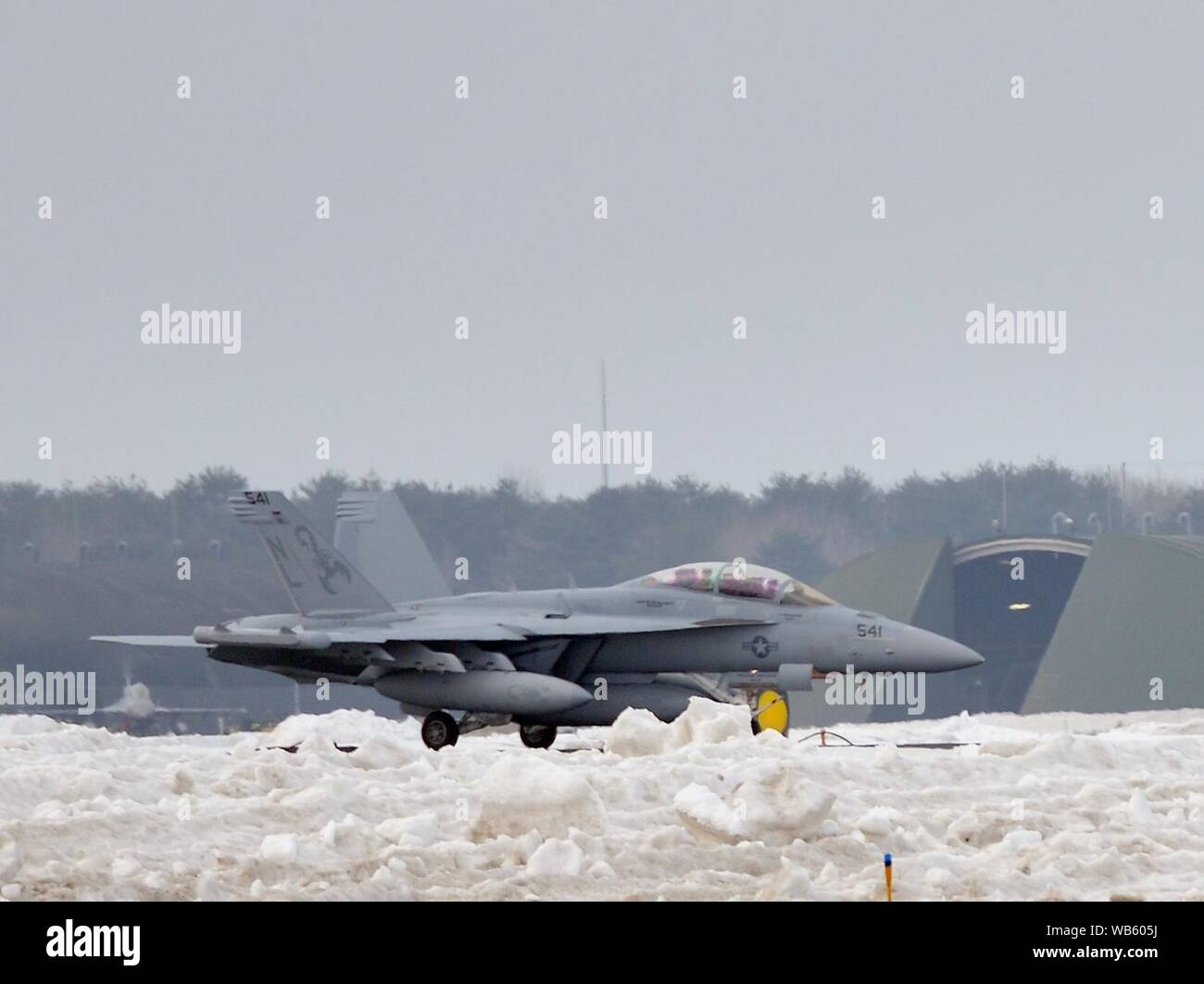 EA-18G Growler von VAQ-132 an NAF Misawa in 2014. Stockfoto