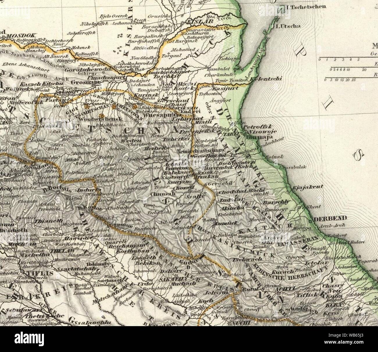 Osten Kaukasus Karte Imam Schamil Krieg zu illustrieren. Stockfoto