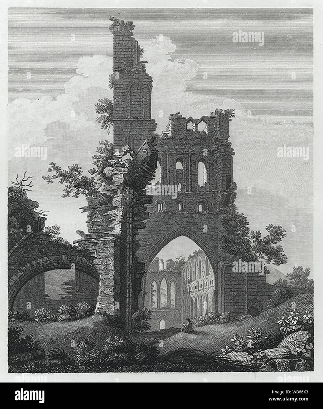 Osten Ansicht von Llanthony Abtei. Stockfoto