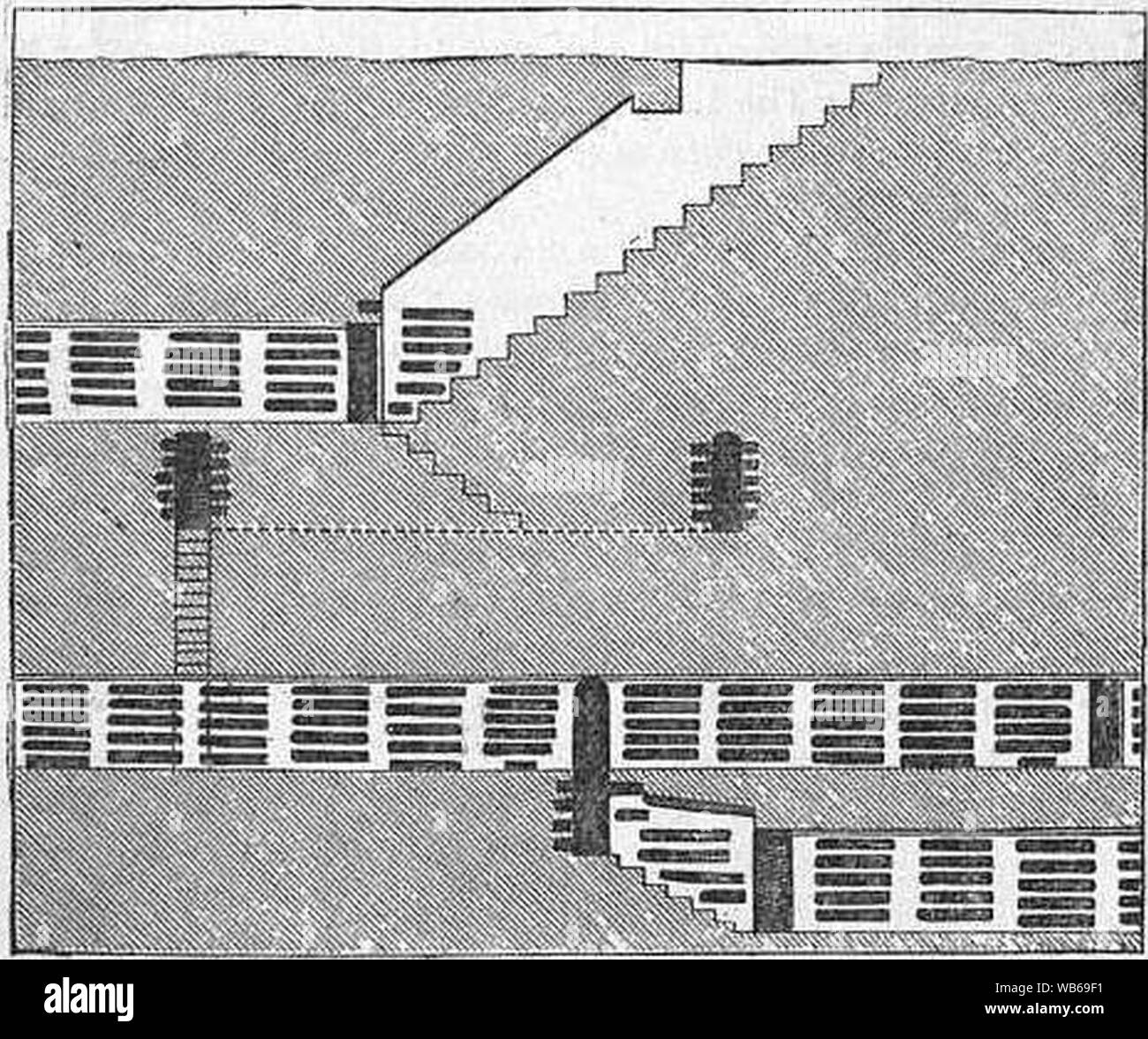 EB 1911 Katakombe-Abb. 2 - Abschnitt der Galerien auf verschiedenen Ebenen. Stockfoto