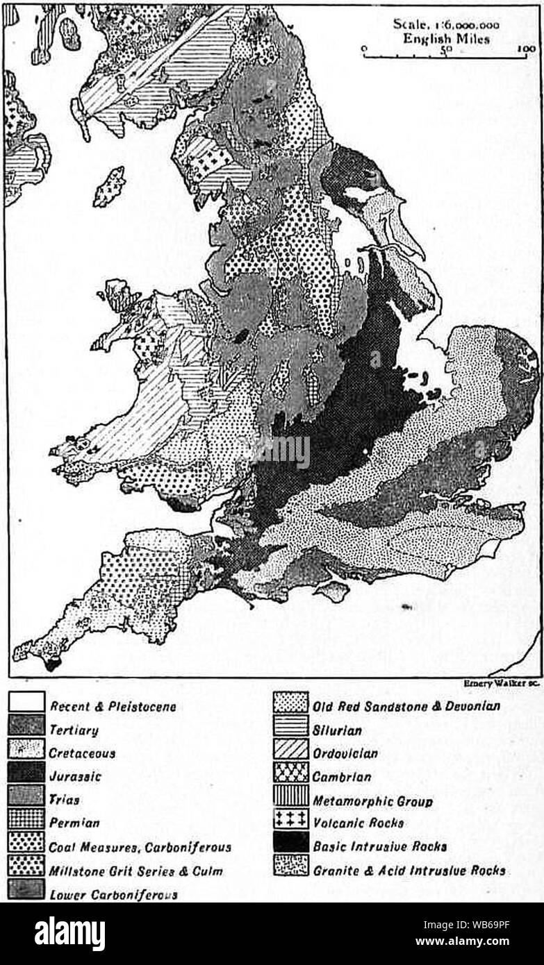 EB 1911 England - Geologische Karte. Stockfoto