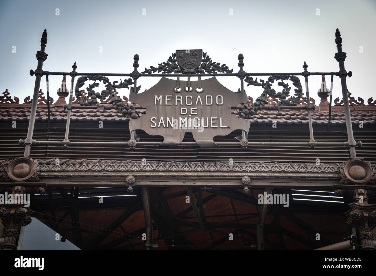 Madrid, Spanien - 20. Juli 2019: Mercado de San Miguel Stockfoto