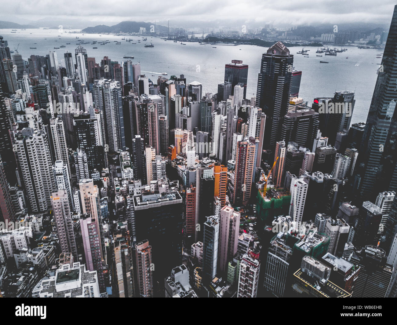 Hong Kong City von oben, Antennen, Blick auf die Stadt Stockfoto