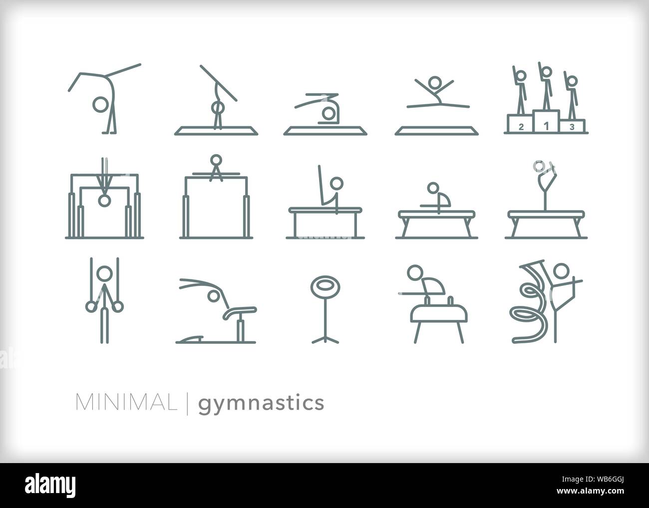 Satz von 15 Gymnastik Zeile für Symbole für Sport, Wettbewerb und Praxis Stock Vektor