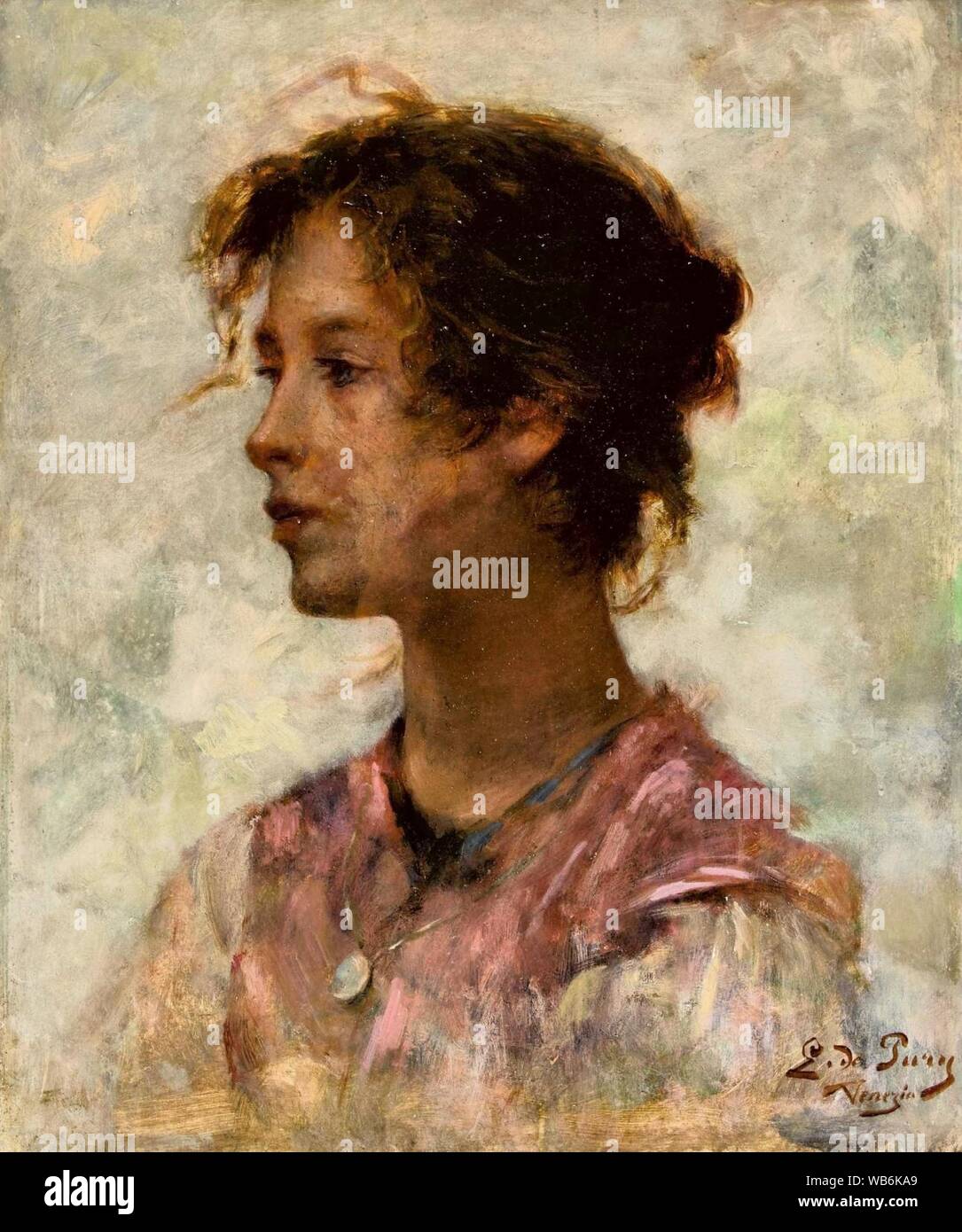 Edmond-Jean de Pury - Portrait d'une jeune fille. Stockfoto