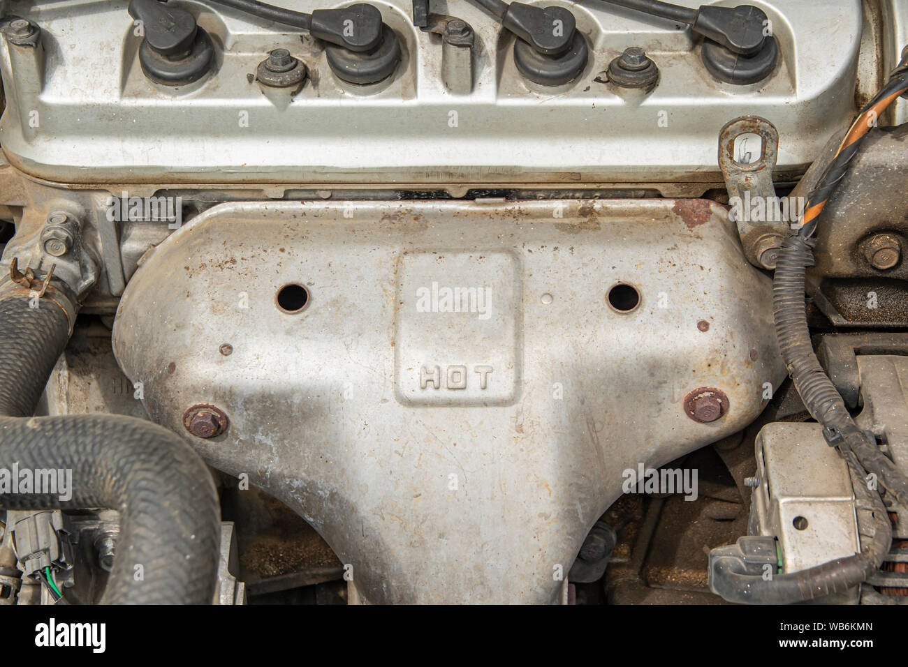 Aluminium Motor Hitzeschild für den Schutz von heiß. Stockfoto