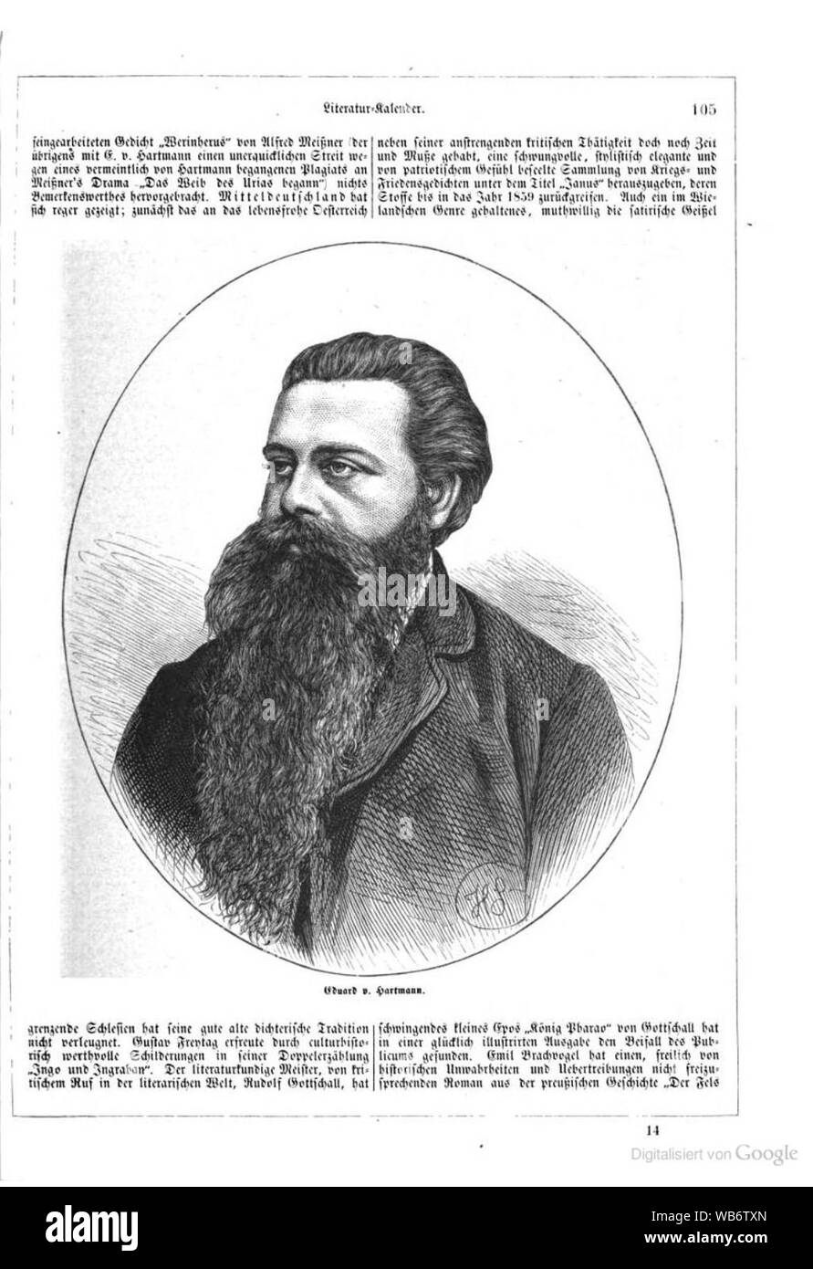 Eduard von Hartmann. Stockfoto