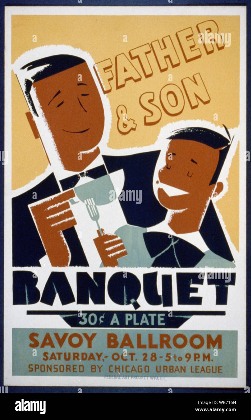 Vater & Sohn und Veranstaltungsräume Abstract: Poster für einen Vater und Sohn und Veranstaltungsräume, die von der Chicago Urban League gesponsert, im Savoy Ballroom. Stockfoto