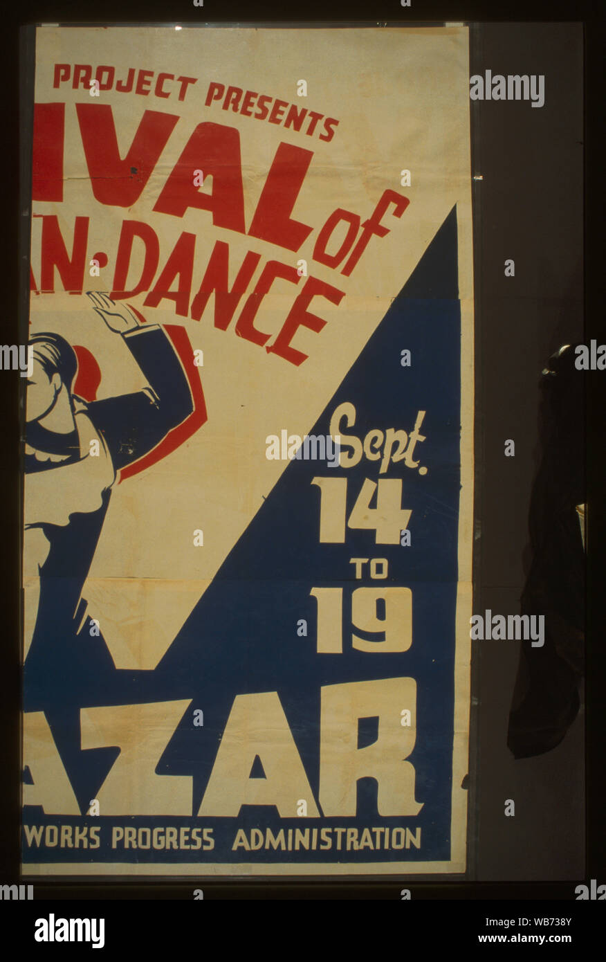 Federal Theatre Project präsentiert Festival des American Dance mit einem Amerikanischen exodus Abstract: Plakat für Federal Theatre Project Präsentation von ein Festival des American Dance mit einem amerikanischen Exodus bei der Alcazar, zeigt einen Mann und eine Frau tanzen. Stockfoto