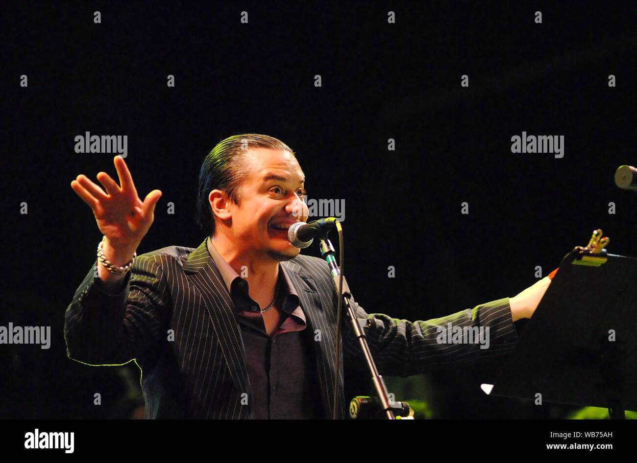 Rio de Janeiro, Brasilien, 24. September 2011. Sänger Mike Patton des Glaubens nicht mehr während der Show bei Rock in Rio in der Stadt Rio de Janeiro. Stockfoto