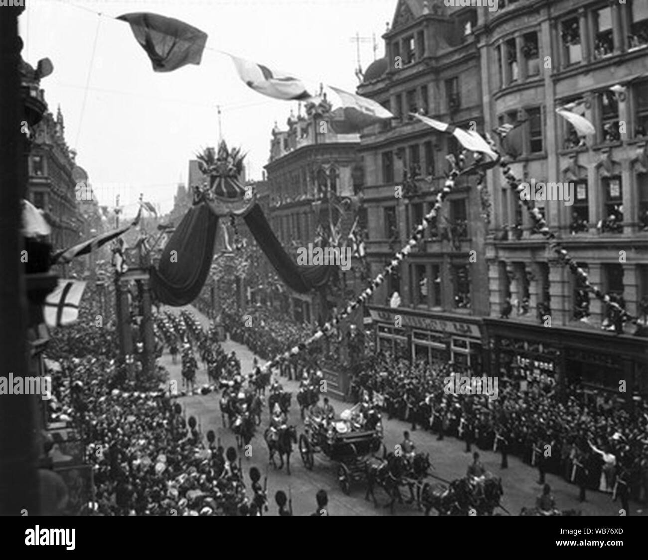 Edward VIIs krönungsprozession London 9. August 1902. Stockfoto