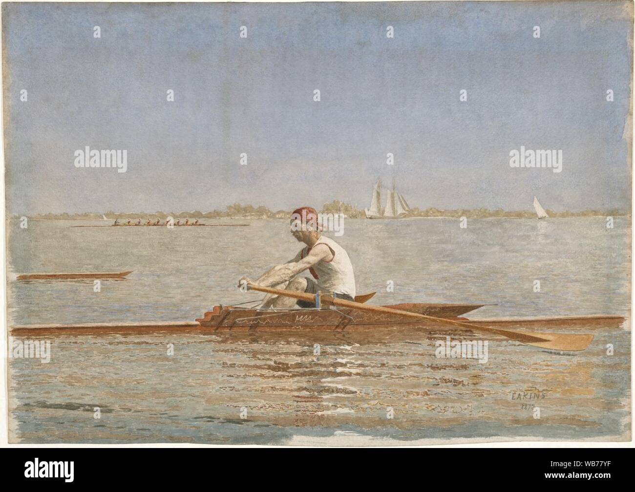 John Biglin in einem einzigen Scull von Thomas Eakins 1873. Stockfoto