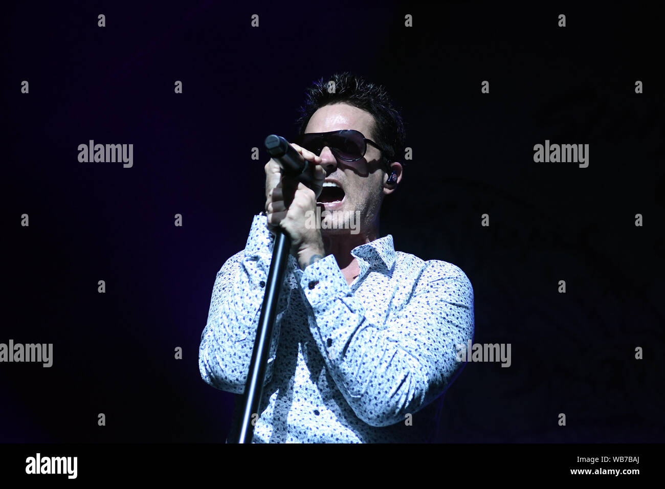 Rio de Janeiro, 15. Februar 2019. Sänger Jeff Gutt der Band Stone Temple Pilots, während zeigen bei Km de Vantagens Halle in der Stadt Rio de Janei Stockfoto