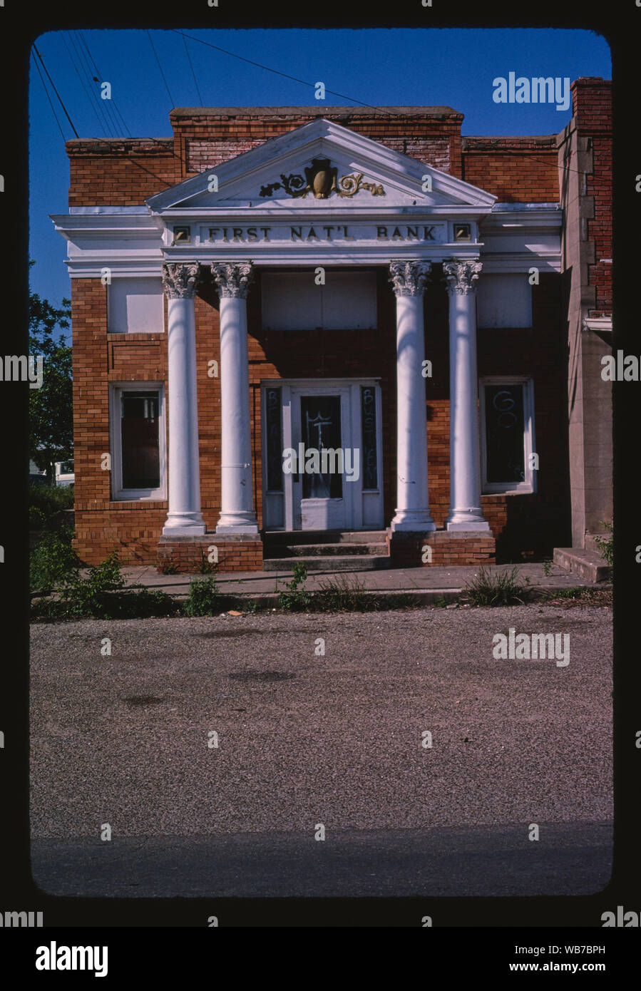 First National Bank, Route 107, Eddy, Texas Stockfoto