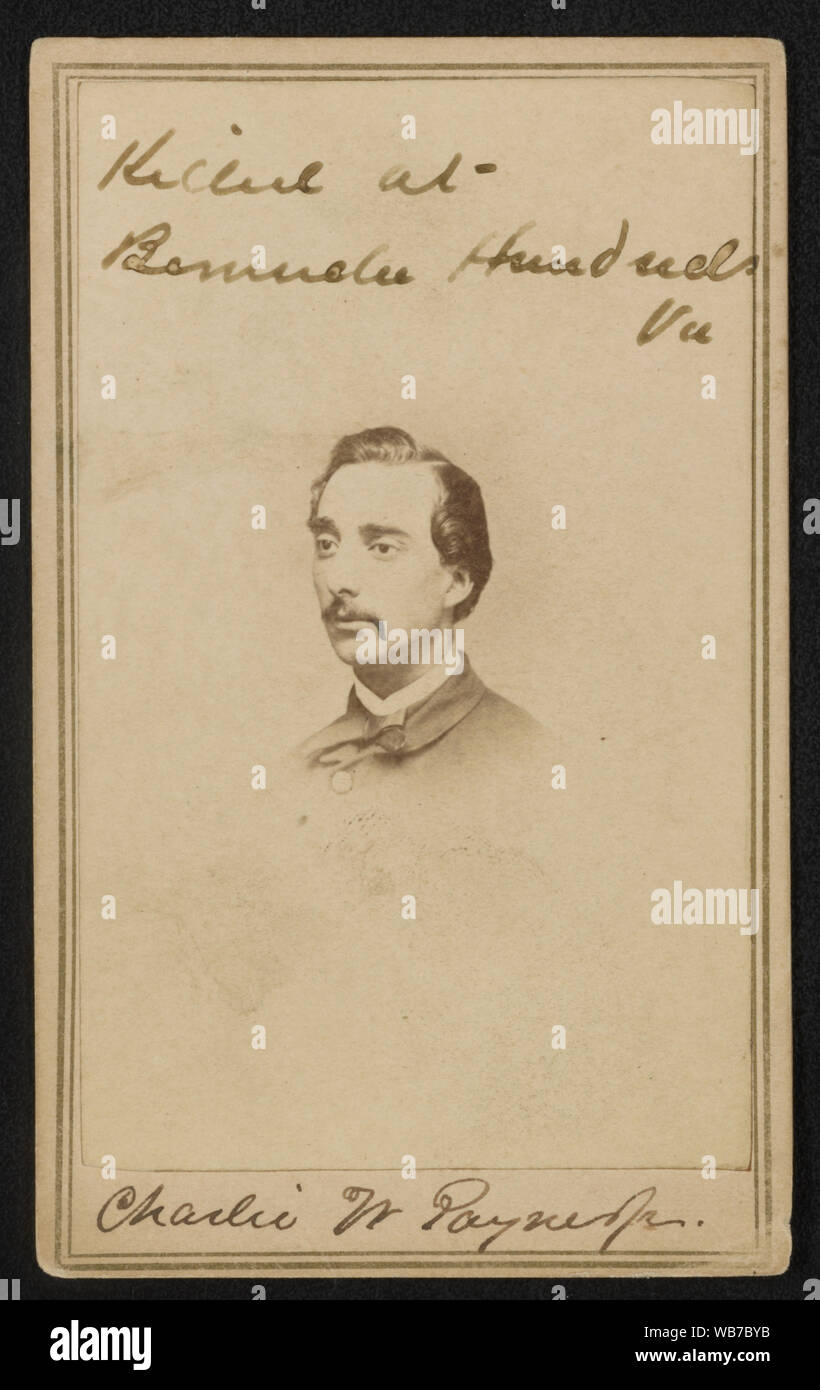 Erster Sergeant Charles W. Payne von Co.E, 2.Connecticut Infanterie Regiment und Co C, 6 Connecticut Infanterieregiment in Uniform] / Bundy & Williams, 314 & 326 Kapelle St., New Haven, CT Abstract / Medium: 1 Foto: albumen Print auf der Karte mount;11 x 6 cm (carte de visite Format) Stockfoto