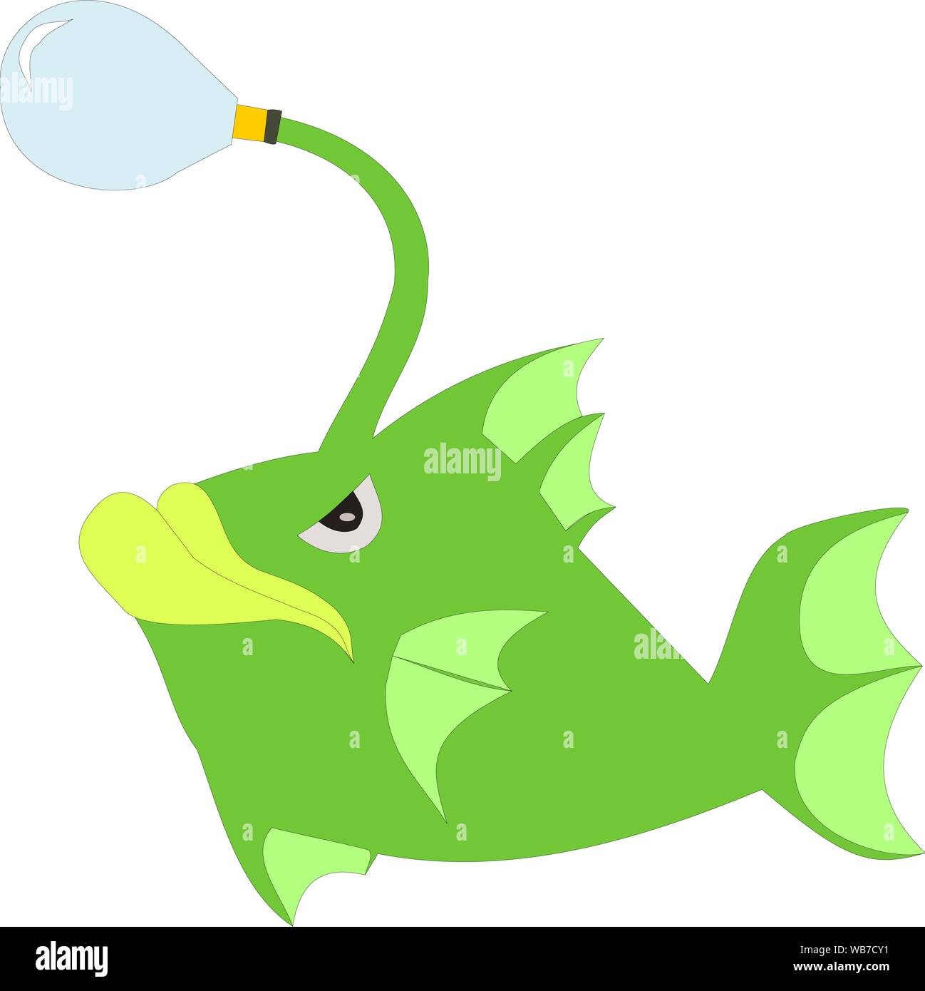 Grüne Farbe Deep sea Seeteufel auf weißem Hintergrund, Cartoon Character Design Stock Vektor