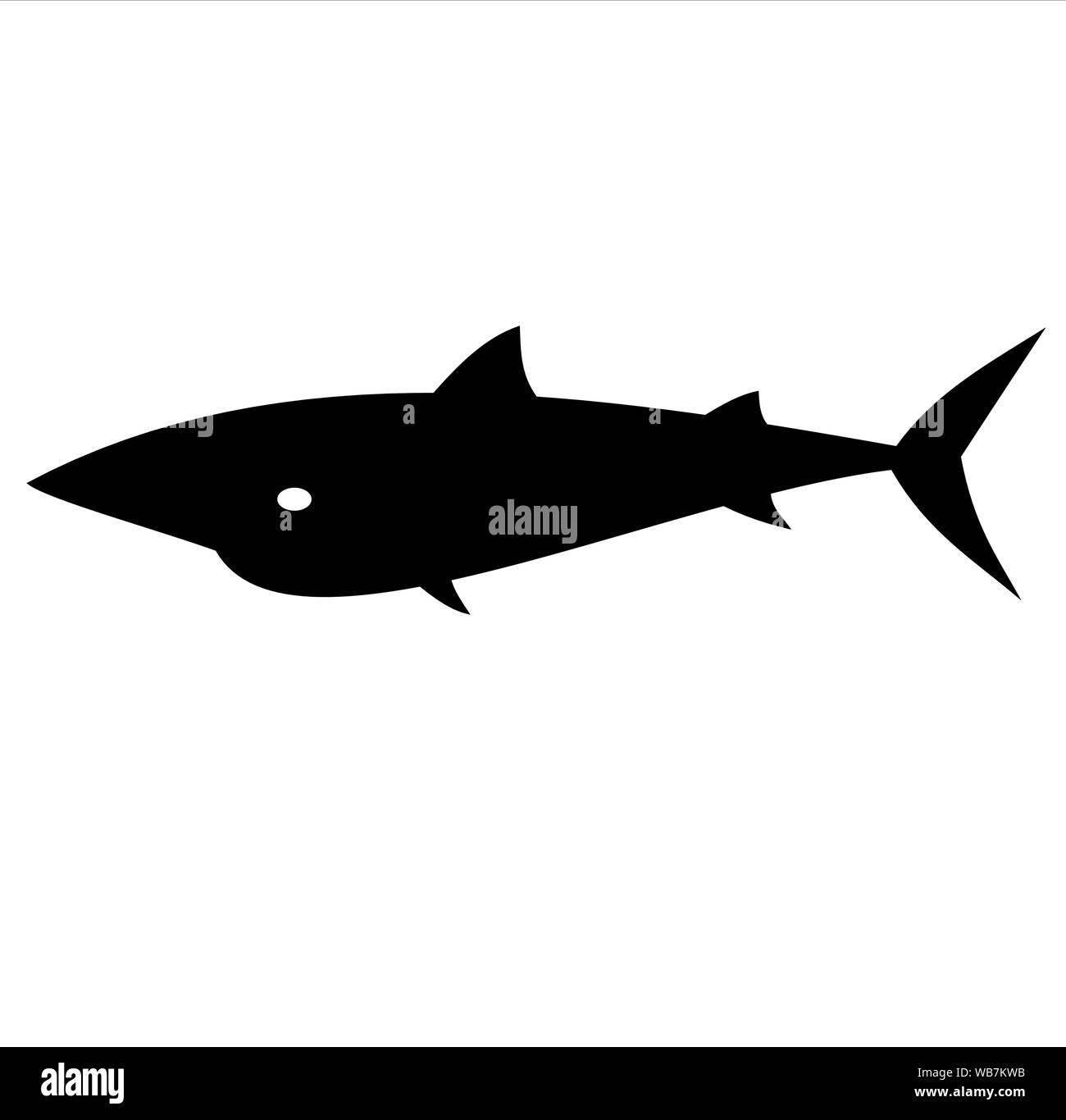 Shark Silhouette auf weißem Hintergrund, Warnung von großen und gefährlichen Meeresfische Stock Vektor