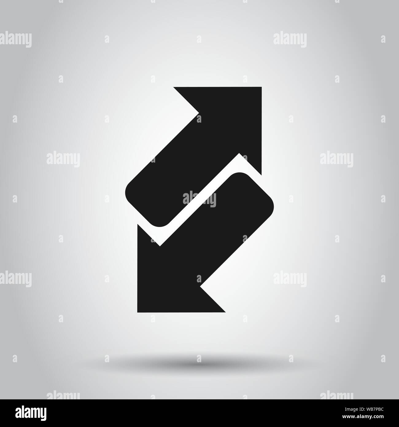 Umgekehrter Pfeil Symbol im flachen Stil. Aktualisieren Vector Illustration auf weißem Hintergrund. Laden Geschäftskonzept. Stock Vektor