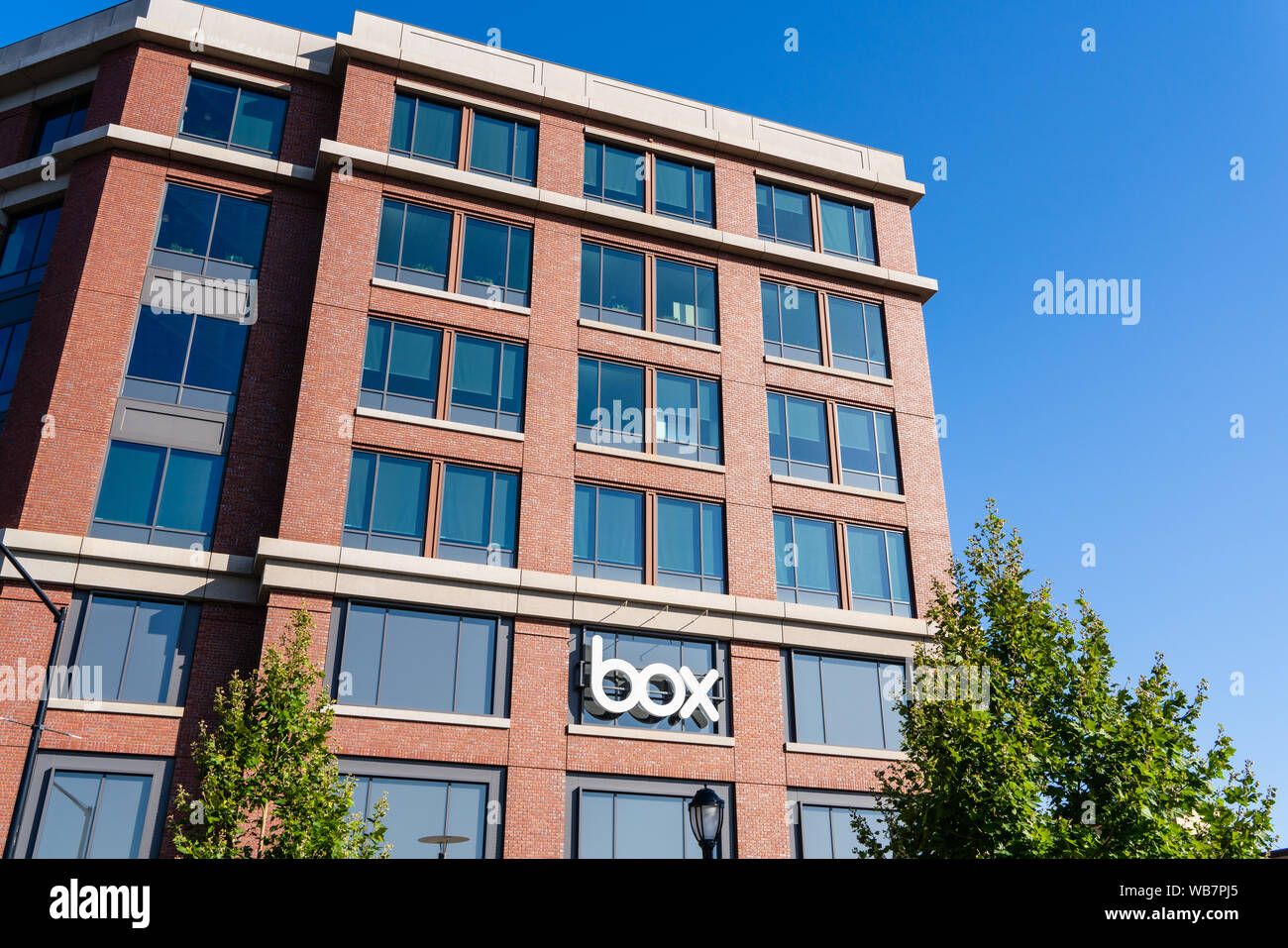August 24, 2019 Redwood City/CA/USA, Inc Hauptsitz im Silicon Valley; Box, Inc. (ehemals Box.net) ist eine Cloud Content Management und Datei Stockfoto