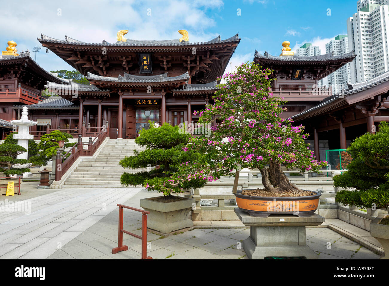 Chi Lin Nunnery, große buddhistische Tempelanlage. Diamond Hill, Kowloon, Hong Kong, China. Stockfoto