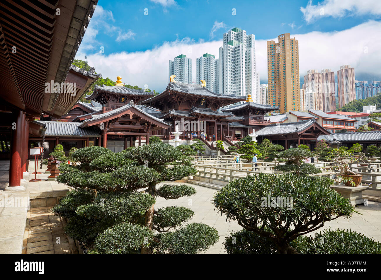 Chi Lin Nunnery, große buddhistische Tempelanlage. Diamond Hill, Kowloon, Hong Kong, China. Stockfoto