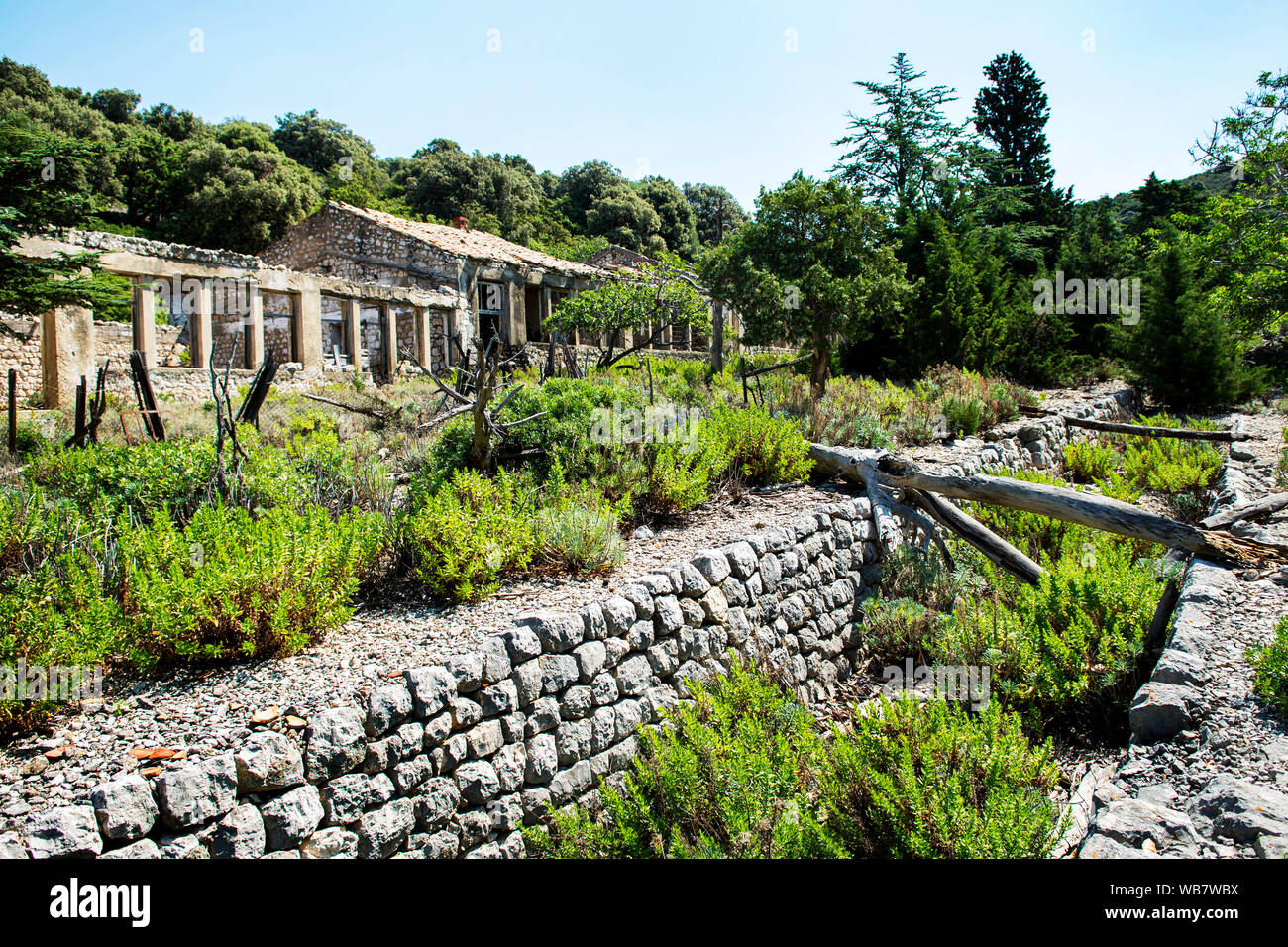 Ehemaligen weiblichen Gefängnis auf der Insel Kroatien - Grgur, Europa. Stockfoto