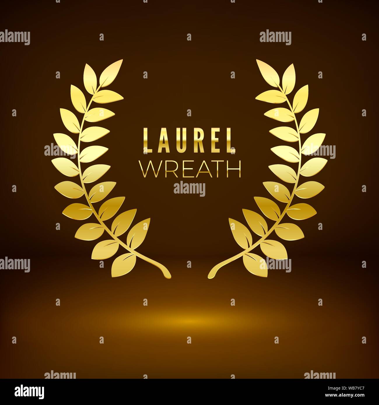 Golden glänzenden Award anmelden. Lorbeerkranz auf dunklem Hintergrund. Vector Illustration Stock Vektor