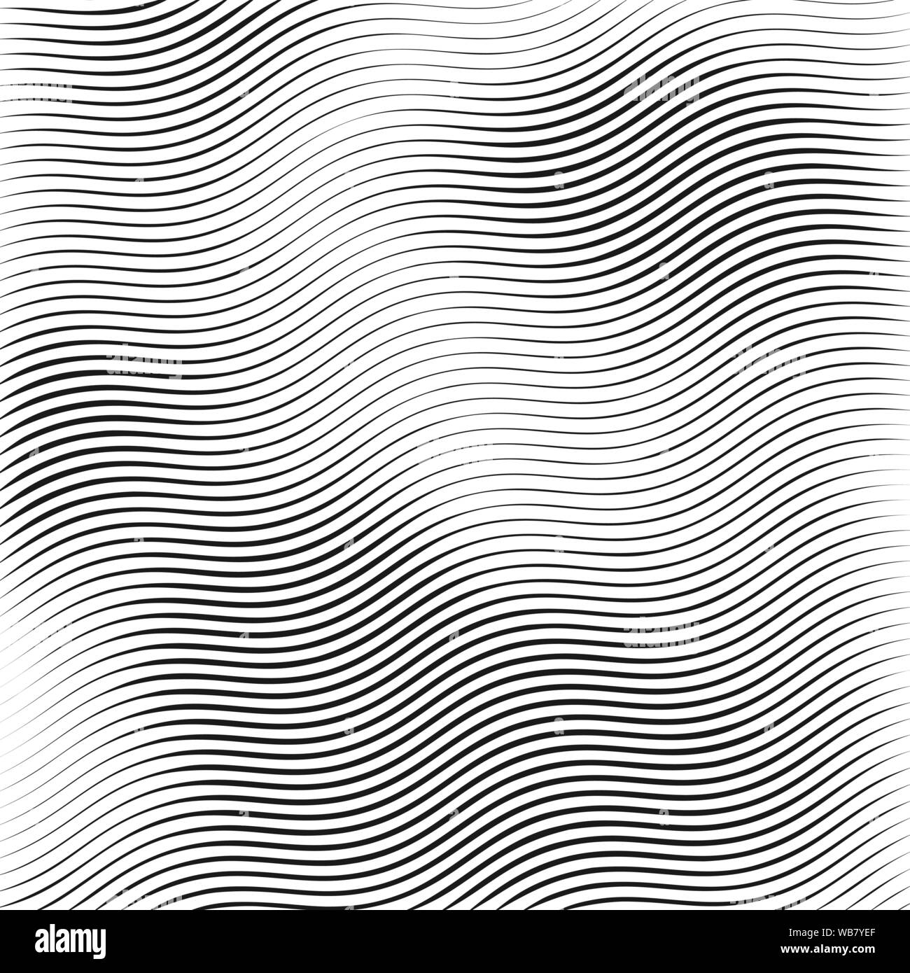 Streifen, Wellenlinien. Monochrome wellige Textur auf weißem Hintergrund. Vector Illustration Stock Vektor