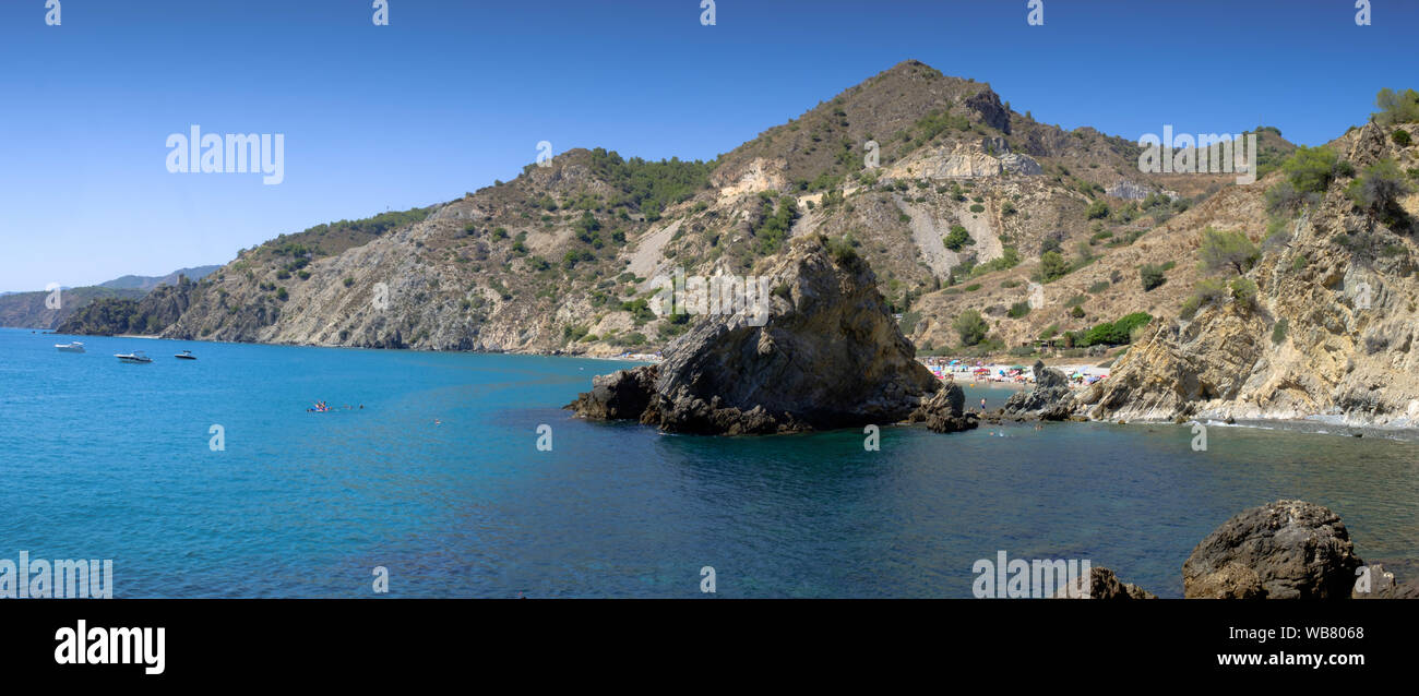 Canuelo Strand in einem Naturpark in der Nähe von Maro, Nerja, Malaga, Spanien, Europa Stockfoto