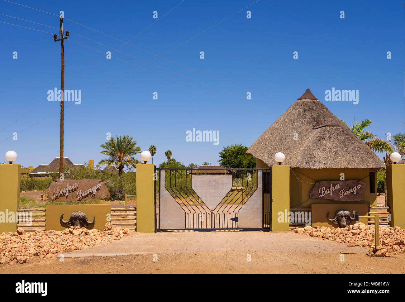 Eintrag Tor der Lapa Lange Game Lodge im südlichen Namibia Stockfoto