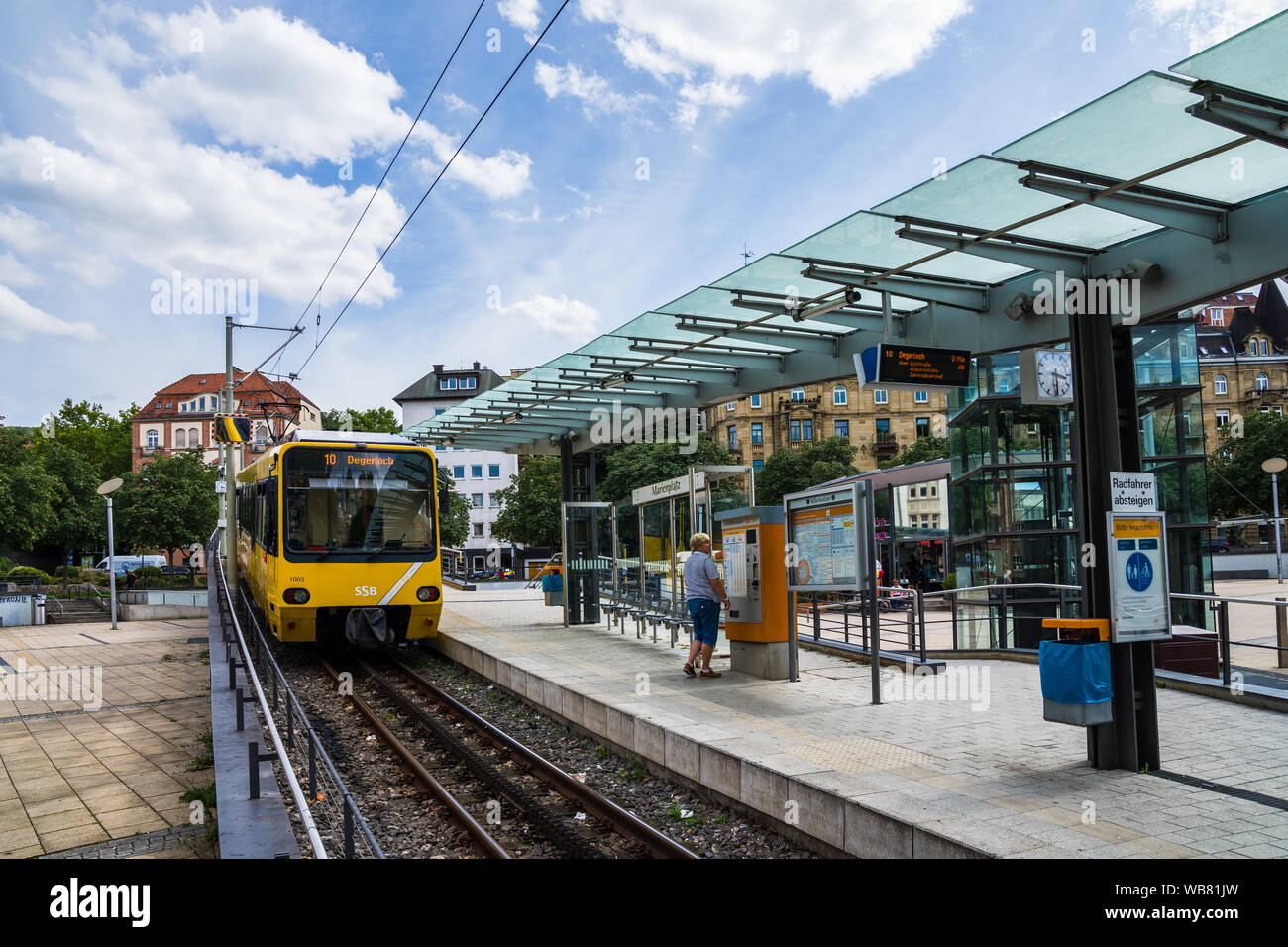 Stuttgart, Deutschland, 16. August 2019, Beliebte alte Zahnradbahn "zacke ab Marienplatz in der Innenstadt fahren zu degerloch, ein f Stockfoto
