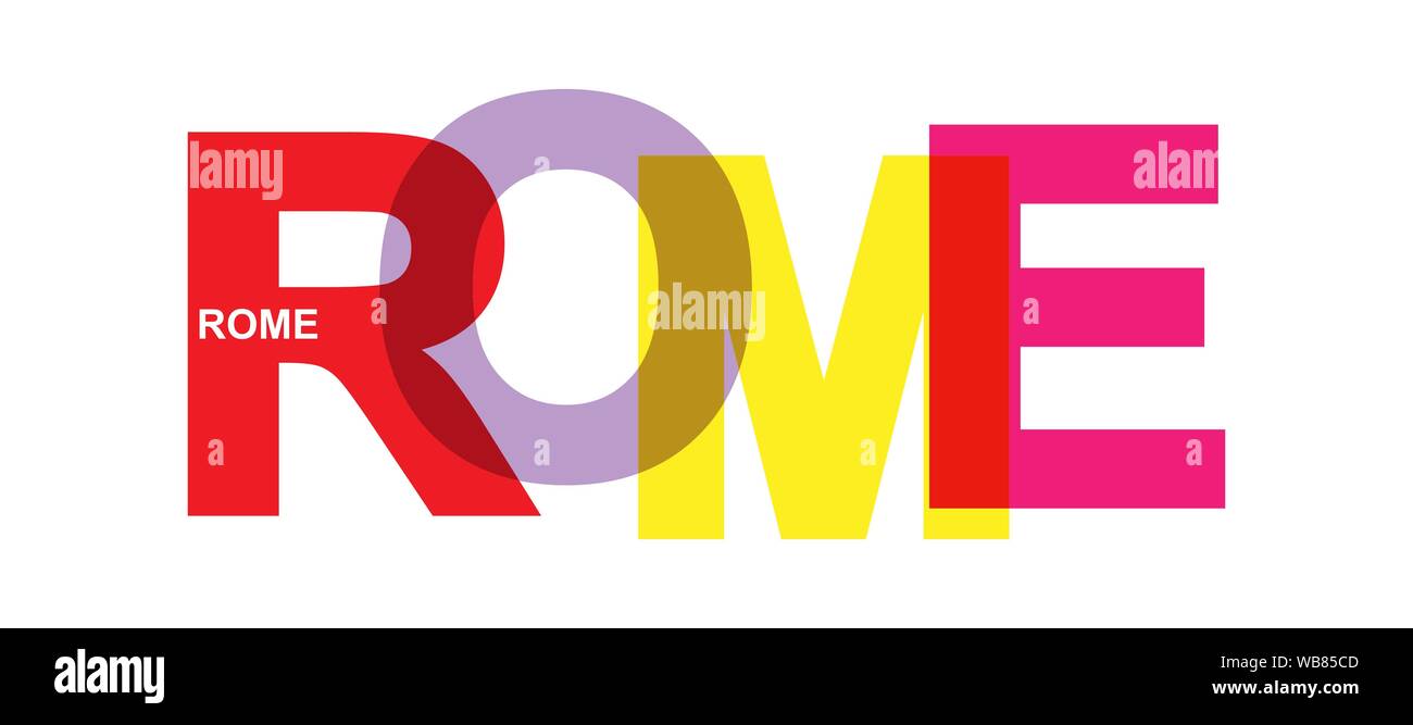 Rom. Banner mit dem Namen der Hauptstadt von Italien, flache Bauweise Stock Vektor