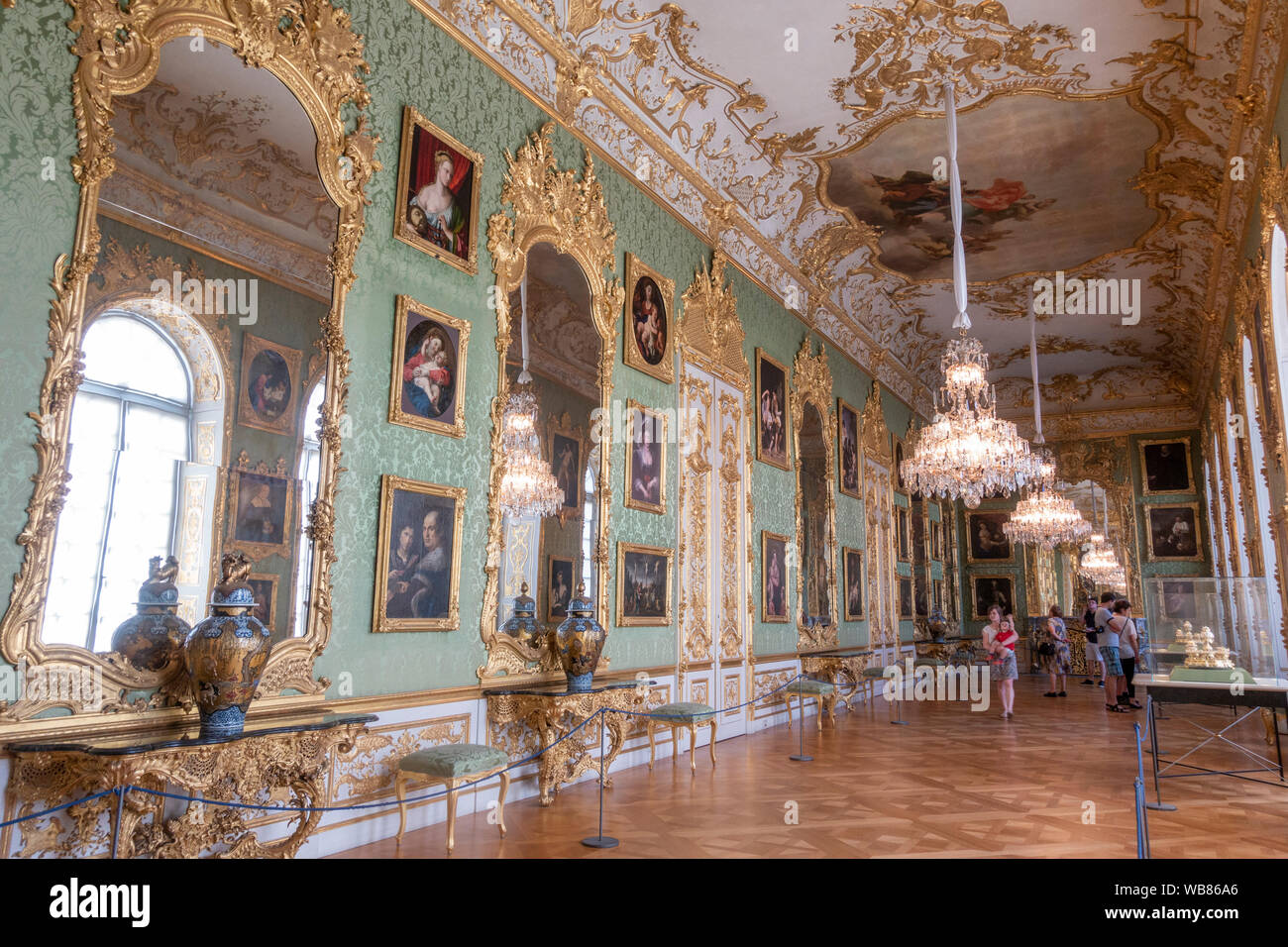 Die Grüne Galerie, Teil der kurfürstlichen Appartements in der Residenz München, München, Bayern, Deutschland. Stockfoto