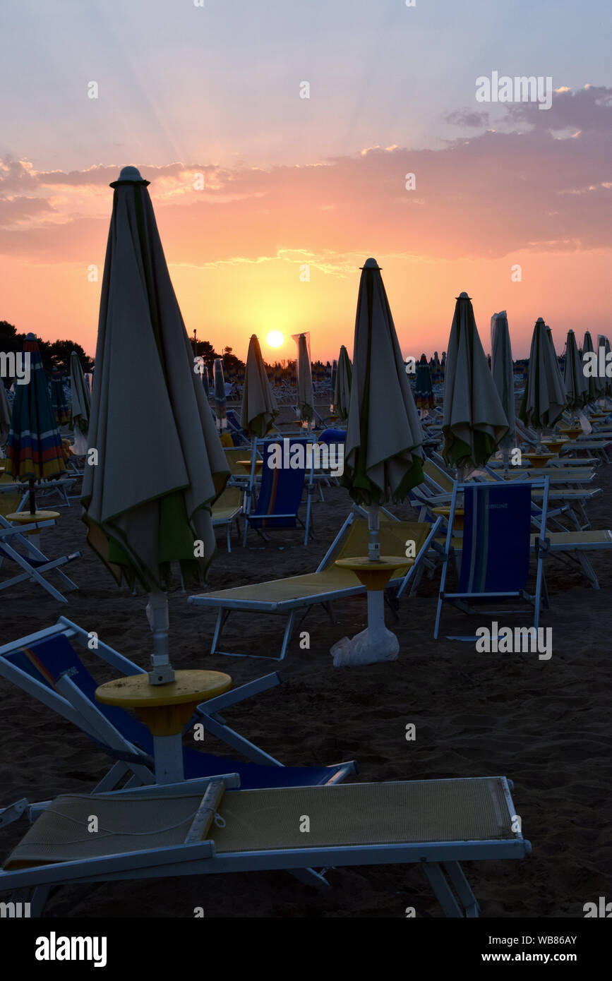 Bibione Strand am Morgen, Sonnenaufgang, Italien Stockfoto