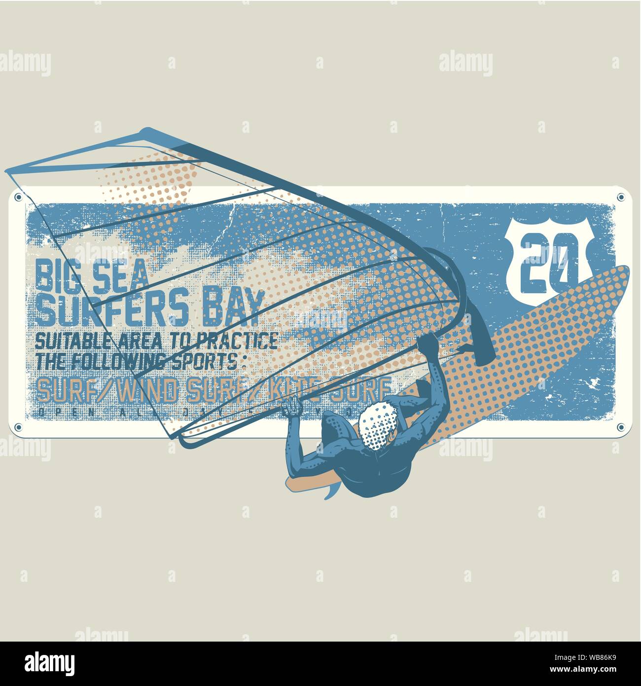 Kitesurfer springen auf kitesurf Board im modernen Design. Stock Vektor