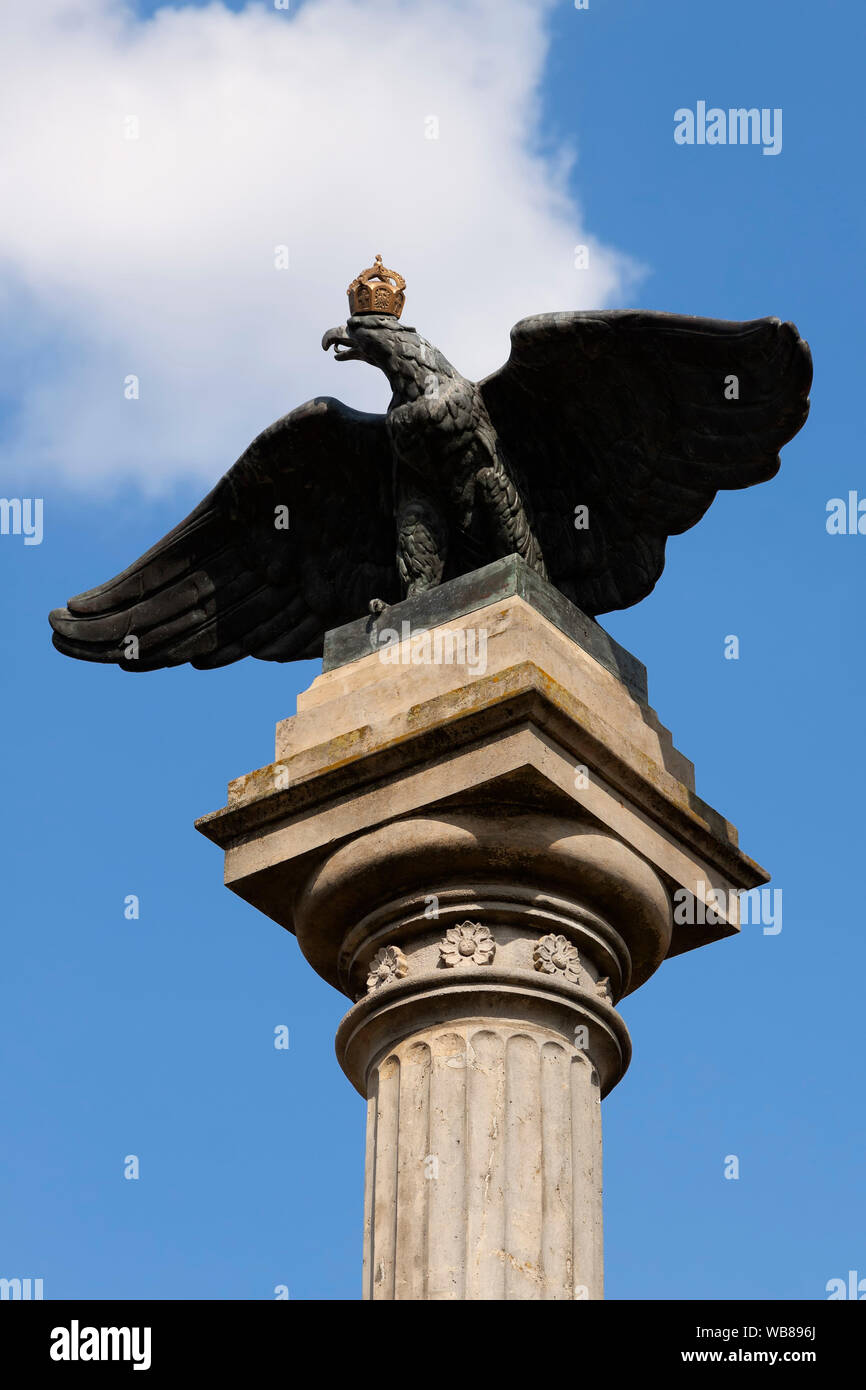 War Memorial mit dem preussischen Adler von 1879 in Berlin Friedrichshagen Stockfoto