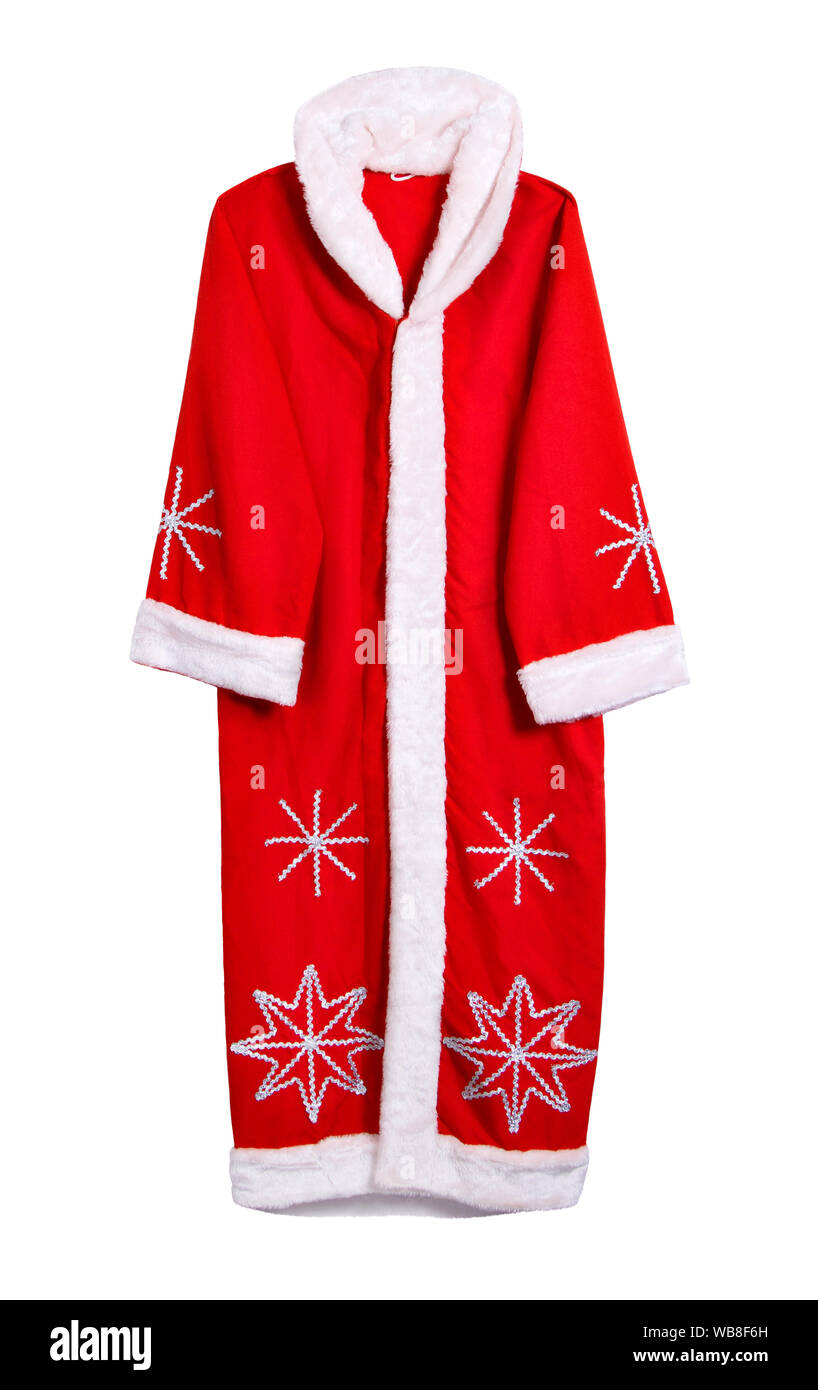Foto hängende Mäntel Santa, auf einem weißen Hintergrund. Stockfoto