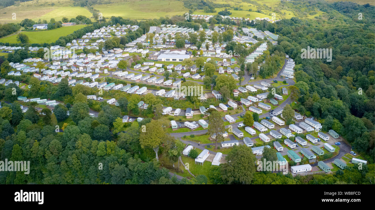 Caravan Park Luftaufnahme traveller Ferienwohnungen am Standort in der Nähe von Cloch Wemyss Bay Stockfoto