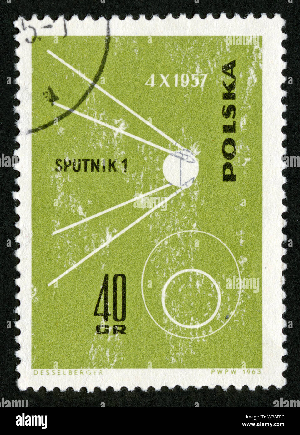 Stempel drucken in Polen 1963, künstlichen Satelliten, Sputnik 1. Stockfoto