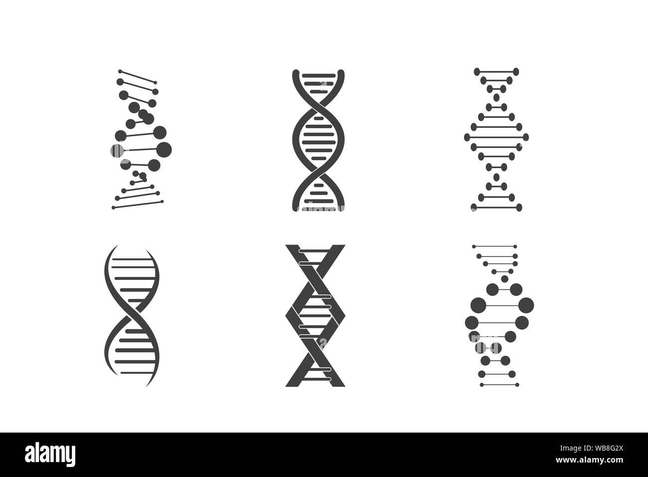 Dna-Vektor schwarze Linien weißer Hintergrund Stockfoto