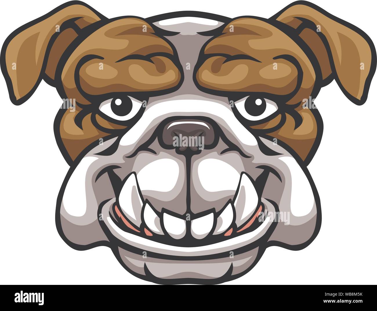 Bulldogge Maskottchen niedliche Happy Zeichentrickfigur Stock Vektor