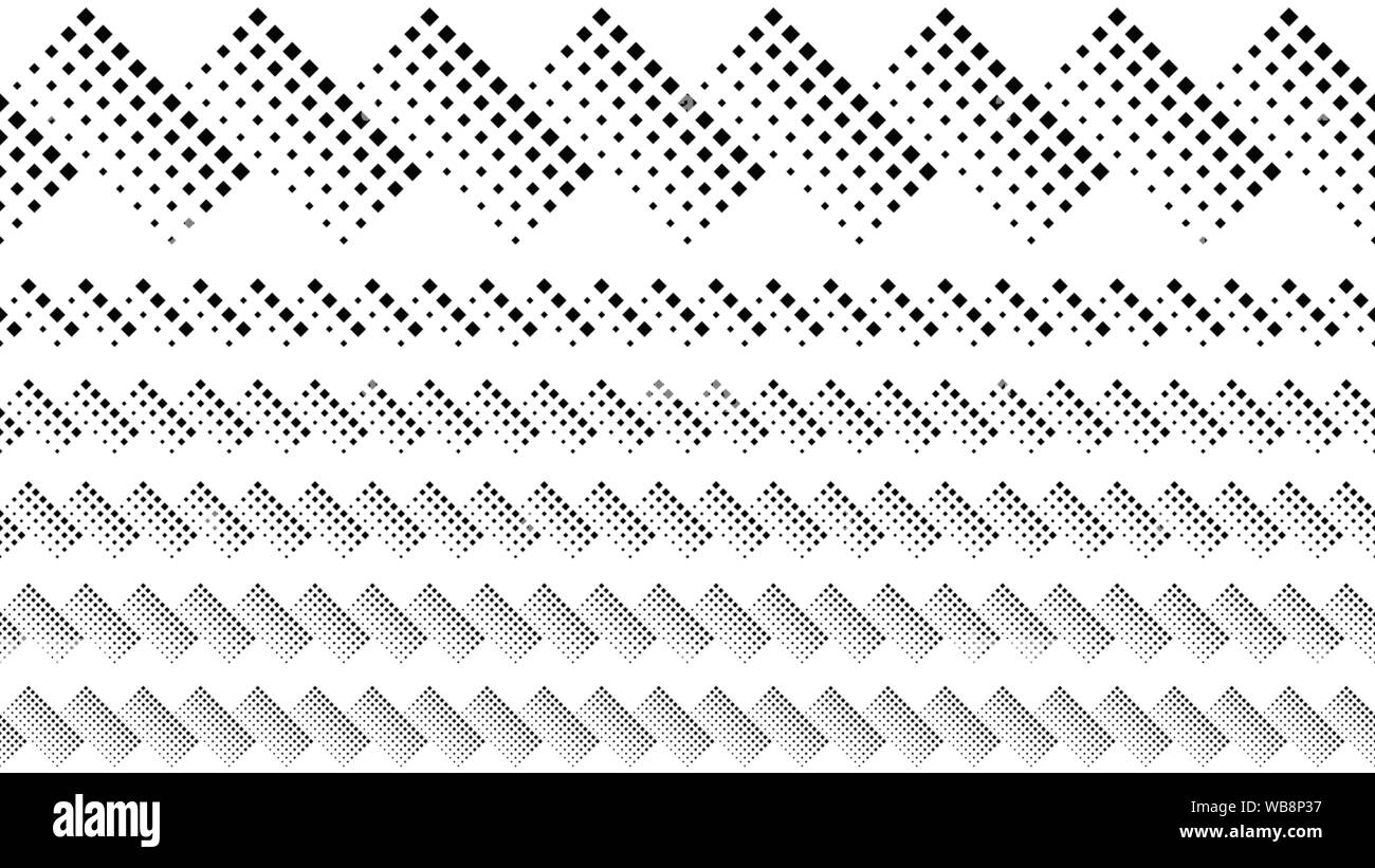 Schwarze und Weiße geometrische Wiederholen quadratischen Muster Seite Teiler - abstrakt Vektor Grafik Elemente aus diagonal Quadrate Stock Vektor