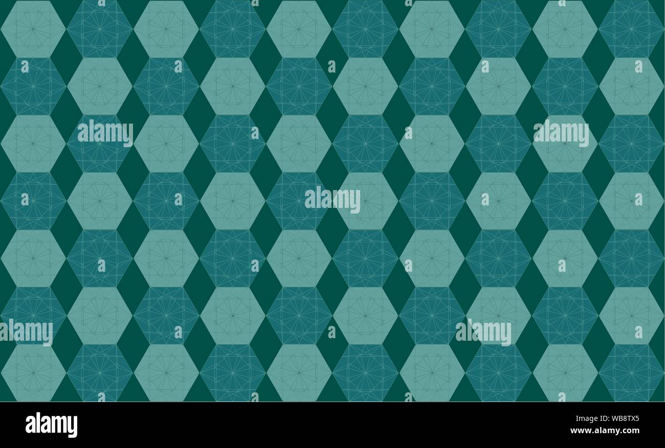 Vintage ocean blue retro Hexagon Fliese Muster nahtlose Hintergrund - Modern Muster Tapete geometrische Struktur Abbildung für Design Stock Vektor
