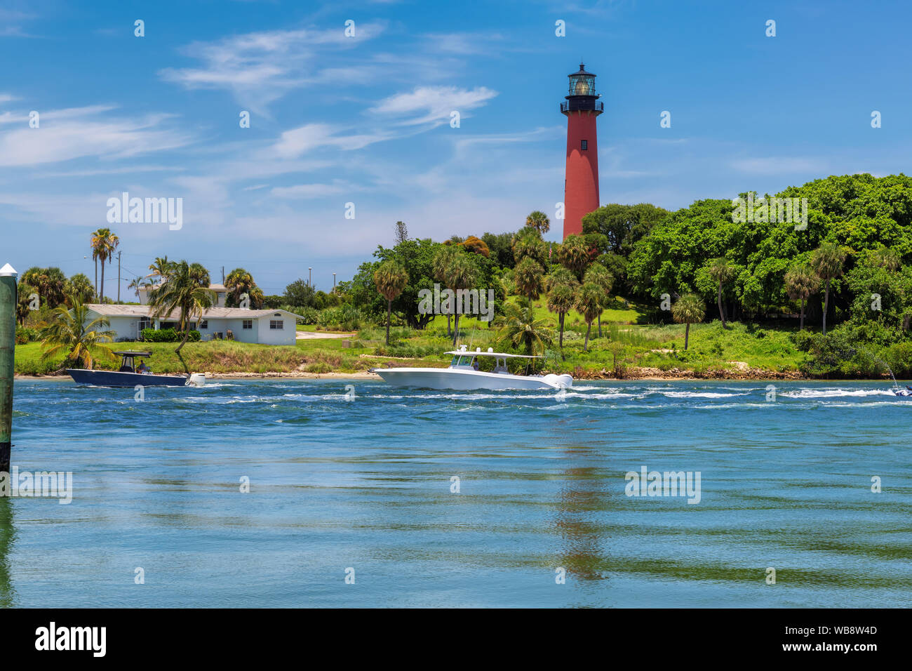 Jupiter Leuchtturm am sonnigen Sommertag in West Palm Beach County, Florida Stockfoto