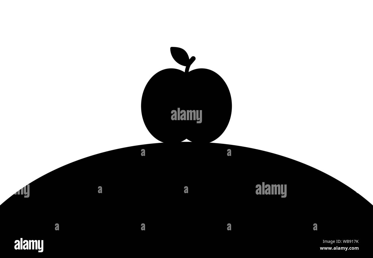 Ein Apple liegt auf einem Hügel, silhouette Kunst Bild, Vector Illustration auf weißem Hintergrund Stock Vektor