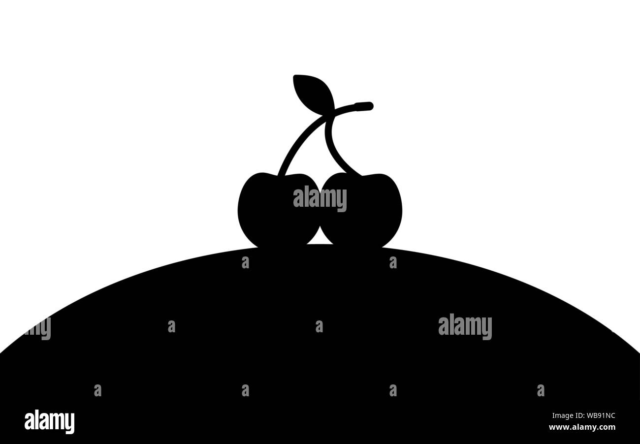 Cherry liegt auf einem Hügel, silhouette Kunst Bild, Vector Illustration auf weißem Hintergrund Stock Vektor