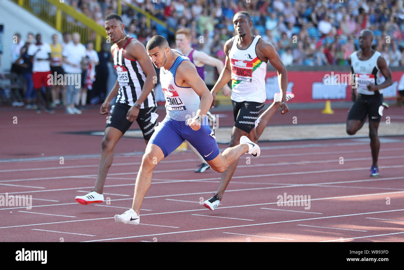 Adam Gemili gewinnt die 200 m bei Tag zwei Der Muller britischen Leichtathletik Meisterschaften an Alexander Stadium, Birmingham. Stockfoto