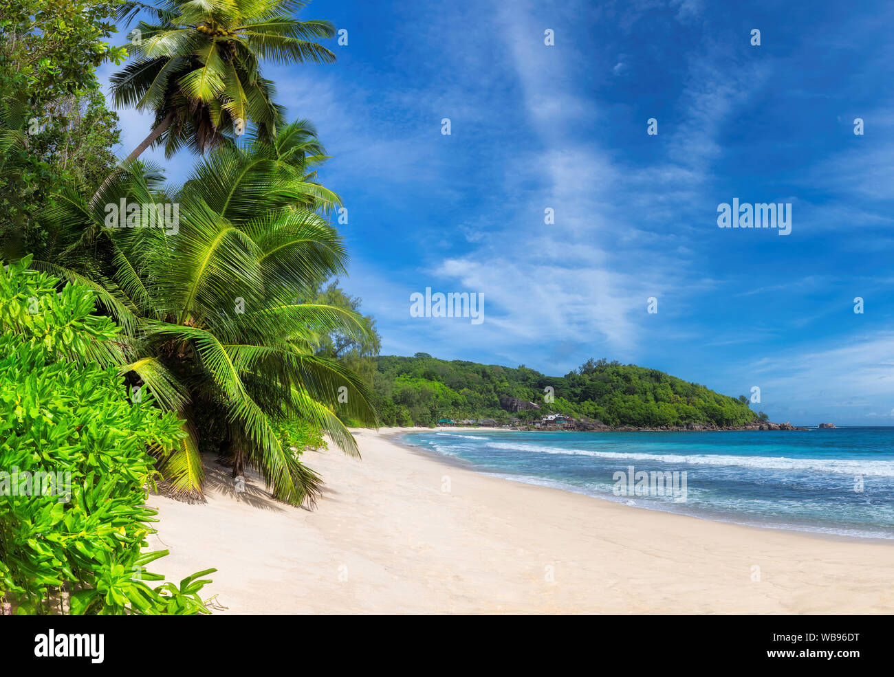 Paradise Beach in tropischen Insel, Seychellen Stockfoto