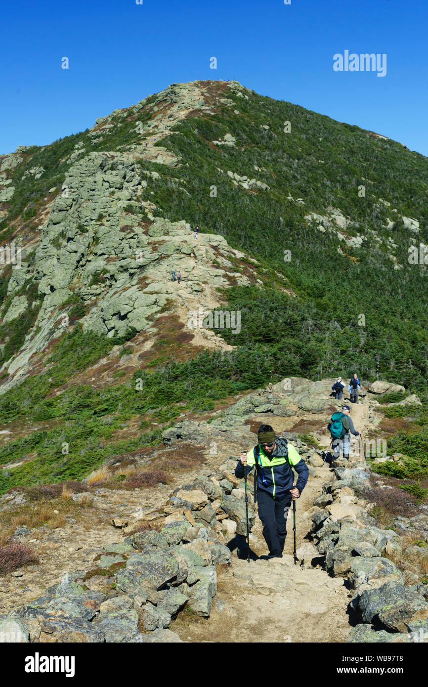 Wanderer auf dem Fränkischen Ridge Trail, New Hampshire, USA. Stockfoto