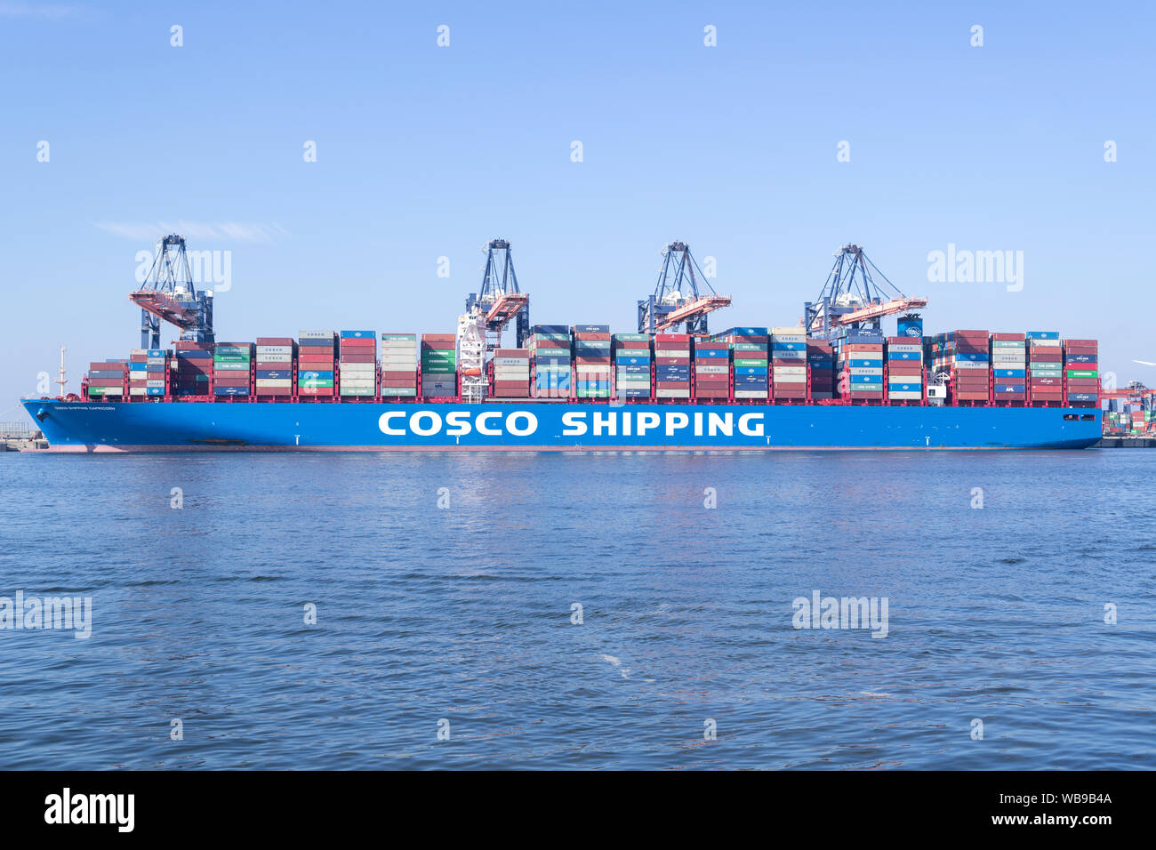 COSCO VERSAND STEINBOCK am Euromax-terminal, Rotterdam Stockfoto